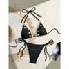 Set Bikini Stella Marina Decorata a Coste Marroni Triangolo con Laccetti Laterali Costume da Bagno Due Pezzi