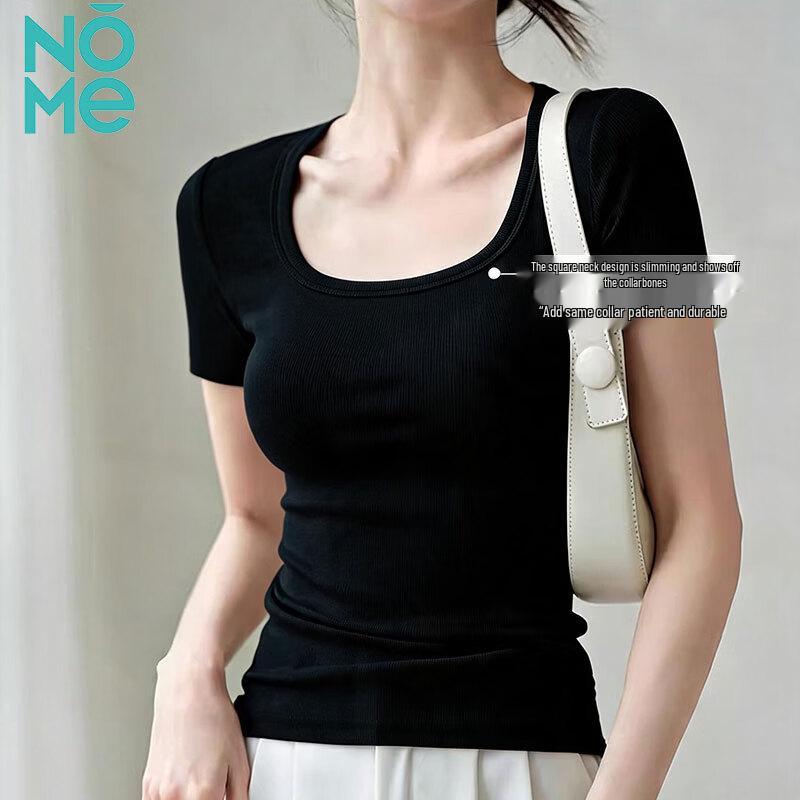 NOMe Women s Slim Fit U-Neck Short Sleeve T-Shirt S