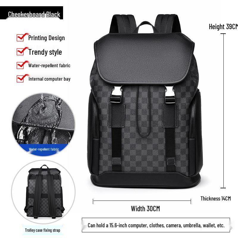 Men's Trendy High-End Business Laptop Backpack - Large Capacity Travel & Schoolbag with Old Flower Design