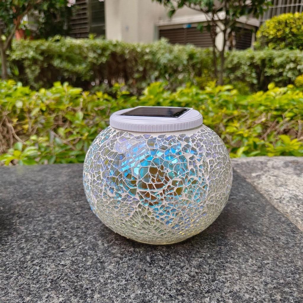 Changing Color Solar Glass Mosaic Sphere Led Garden Light Lanterns Gift Rainbow