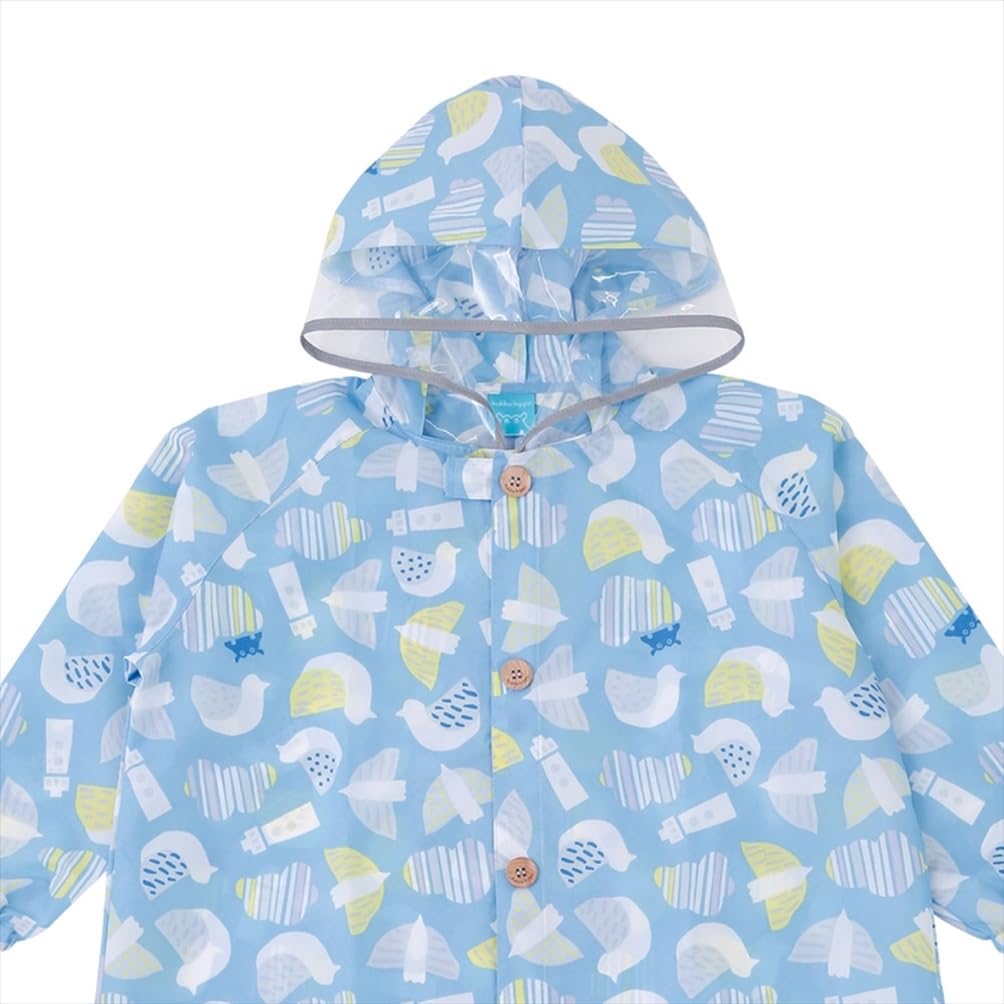 Ogawa Kukka Hippo Seagull with Reflective Backpack with Storage and Adjustable Tucks for Wearing Over a Backpack Kids' Raincoat, 100cm, Design, Tape,