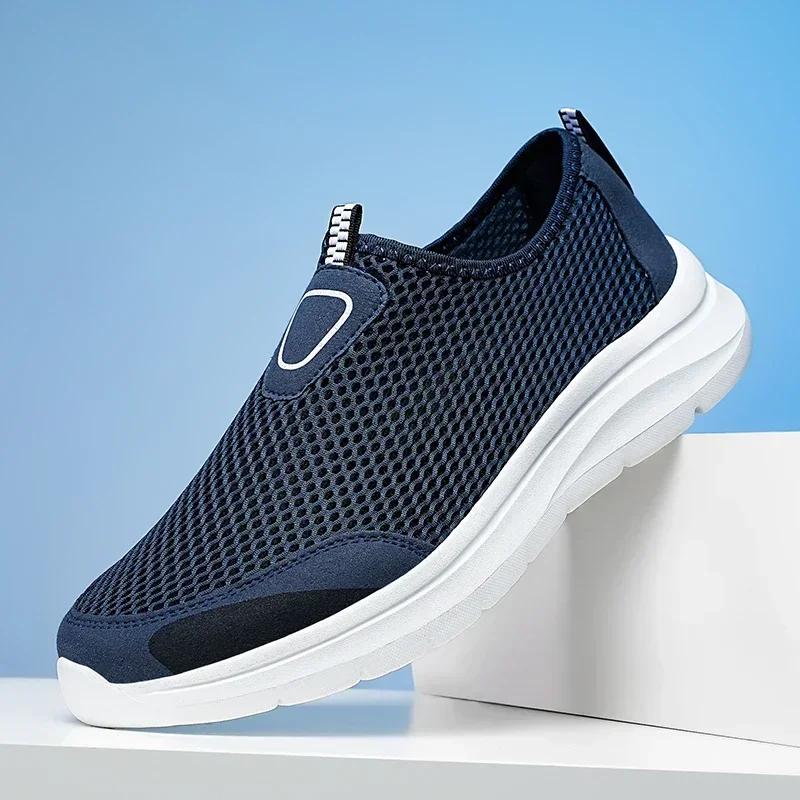 MAEDEF Men's Casual Shoes Summer Hollow Mesh Man Lightweight Walking Shoes Slip On Breathable Big Size 39-48 Driving Loafers Men