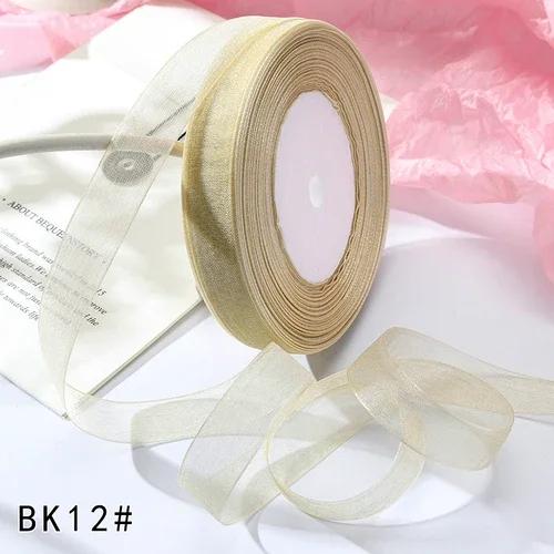 15mm 50yards/roll organza ribbons gift wedding Party Christmas decoration wrapping lace Handmade DIY Fabric White chiffon Ribbon