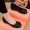 2025 Summer and Autumn New Round Head Square Buckle Doudou Shoes Soft Leather Low Heel Single Shoes Women's Soft Leather Soft Sole Women's Shoes Te