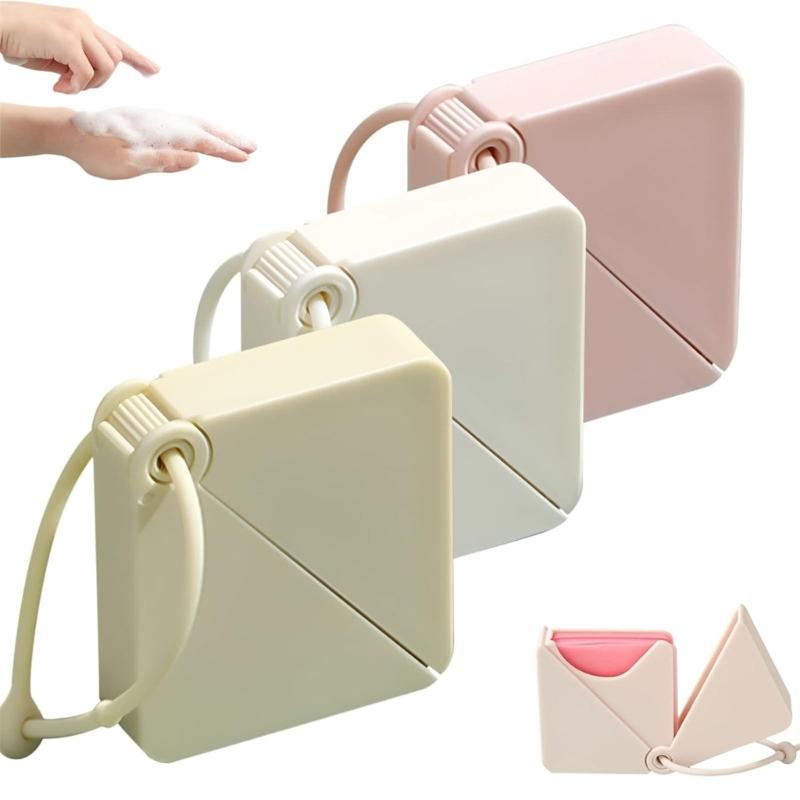 One-Sheet Hand Washing Set with 3 Travel Carriers, Soap Sheets for School, Office Commutes, Public Restrooms, Camping, and Vacations