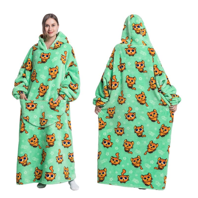 

Зимний теплый флисовый халат с капюшоном для женщин 140 см, большое одеяло с рукавами, флисовые теплые толстовки с капюшоном, женские толстовки с капюшоном One Size