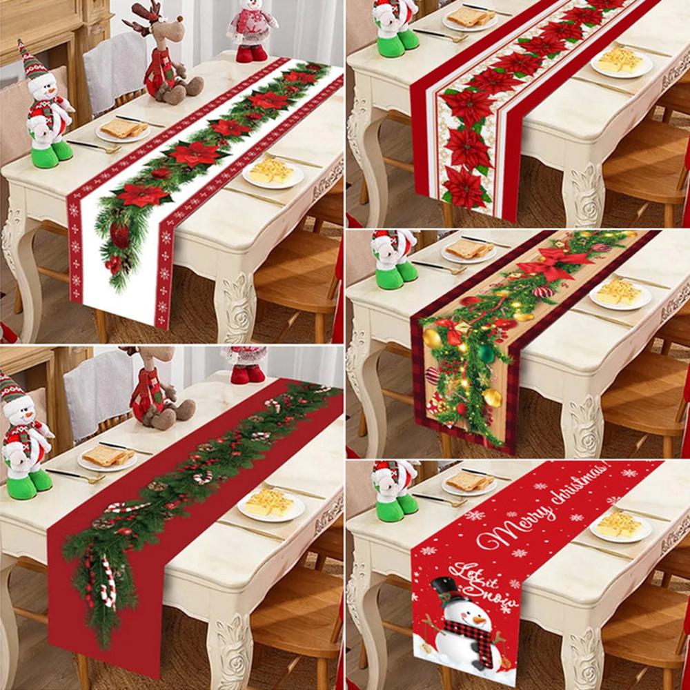 Christmas Table Runner Cloth Merry Christmas Decoration for Home 2024 Tablecloth Xmas Ornament Navidad Natal New Year Gift 2024