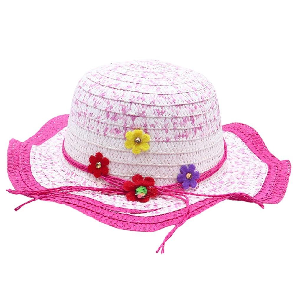 Handmade Sun Hat Flower Decoration Bucket Hat Sweet Beach Hat Beach