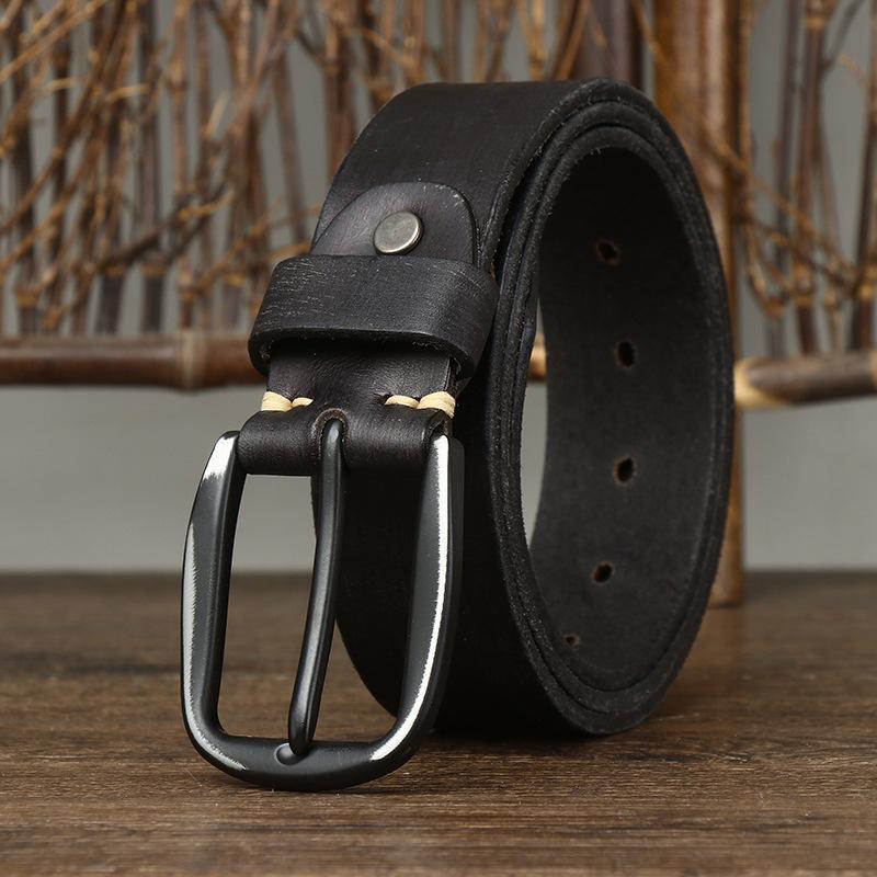 New Vintage Pure Cowhide Leather Belt, Men's Leather Fashion Trend, Needle Buckle Jeans Belt