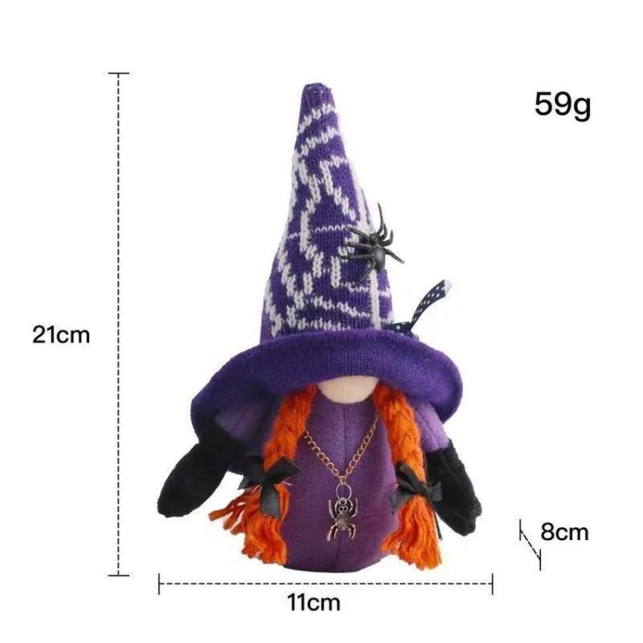1 Pcs Cute Faceless Gnome Mini Figurines Halloween Tabletop Decor With Spider Bat Pattern Indoor Home Party Holiday Ornament