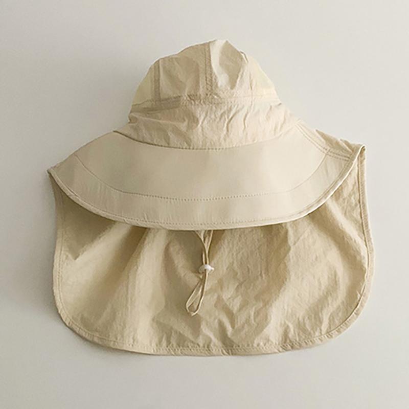 

Thin Quick-Drying Shawl Sun Hats For Boys Girls Large Brim Kids Cap Summer Travel Beach Hats Children Accessories бежевый