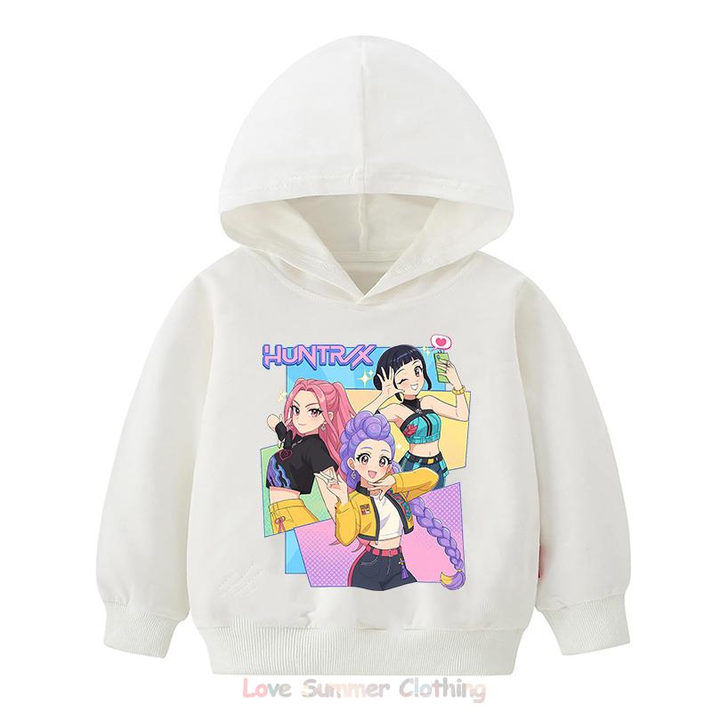 Kpop Demon Hunters Hoodie for Girls Age 4-14 HD Print 100% Polyester Pullover Casual Girls Sweatshirt Fall Many Colors Bulk Discount