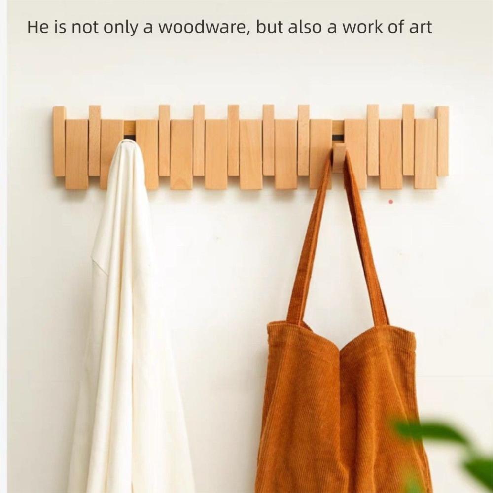 Wall Mounted Wood Coat Racks Piano Key Shaped Hats Organizer Creative Clothes Hook Keys