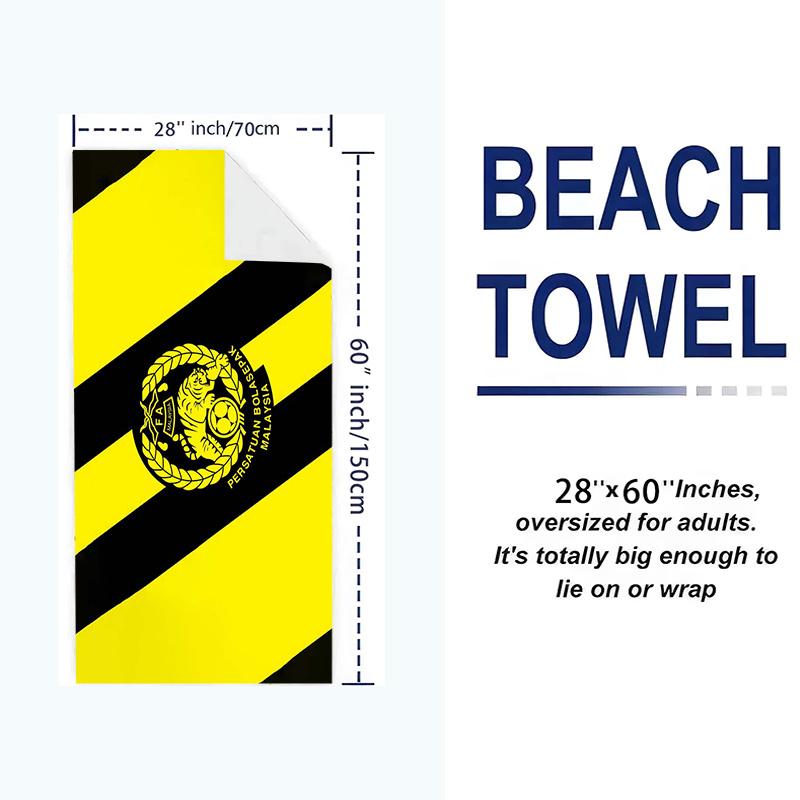 Malaysia Football Print Beach Towel, Large Soft Quick Dry Towel for Beach Camping Swimming