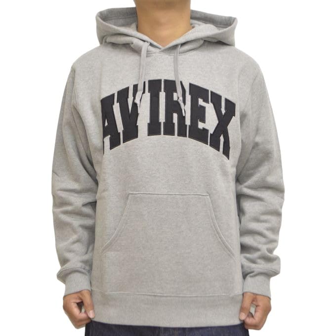 AVIREX Ежедневная толстовка-пуловер с капюшоном ЛОГОТИП 783-3931006 Мужская 2XL Серый