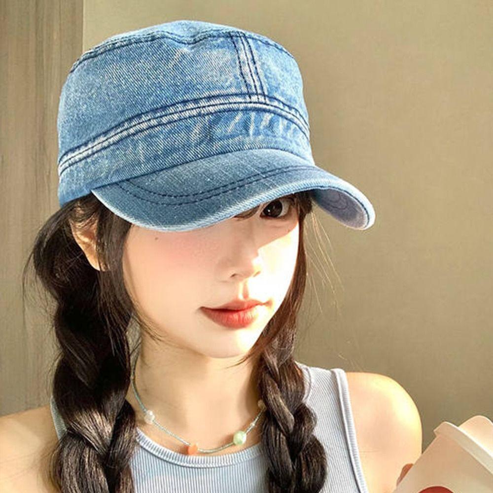 Demin Peaked Cap Vintage Cadet Cap Casual Baseball Hat  Men Women
