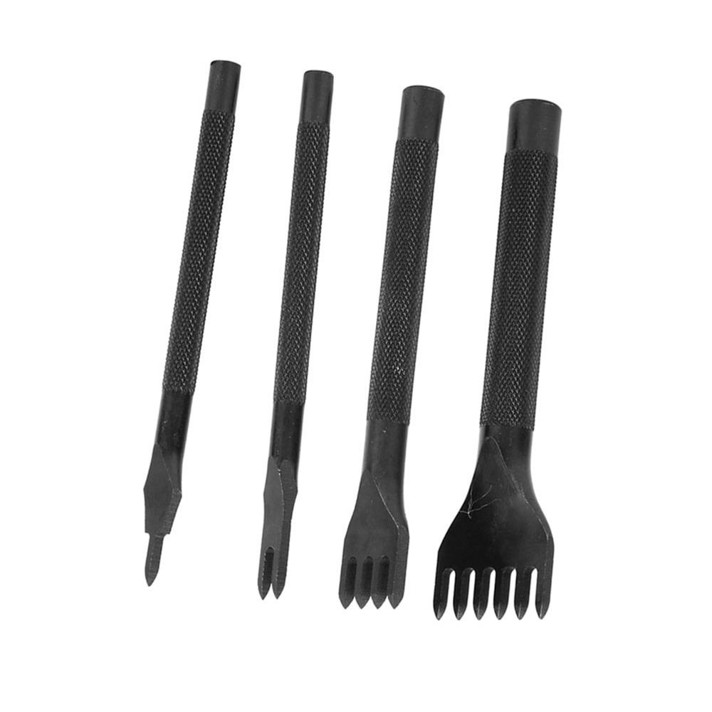 4pcs 1/2/4/6 Prong Leather Craft Chisel Steel Hole Punch Tool  For DIY Leather Crafting
