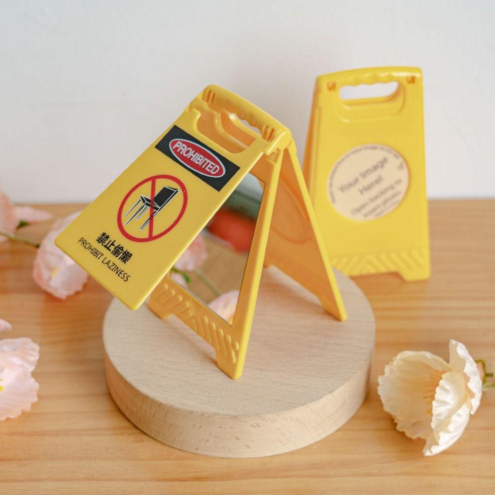 Warning Signs Pocket Mirror Mini Portable Photo Frame Makeup Mirror  Girl's Gift