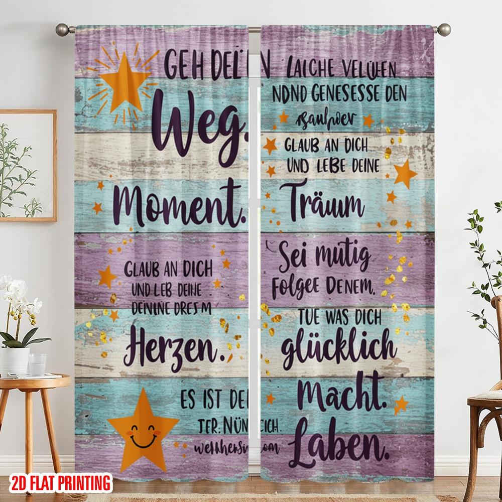 2pcs 2D Flat Printing Curtains Go Your Own Way Dream Polyester Fabric Without Electricity Festive Wall Decor Perfect for Gold