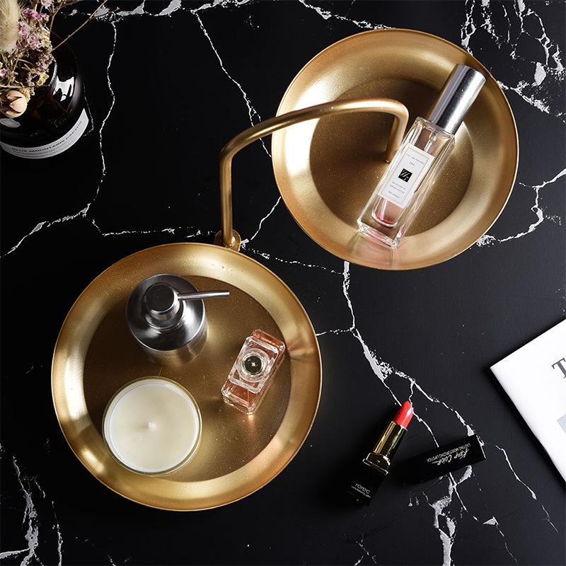 Nordic Licht Luxus Kuchen Obst Platte Eingang Schlüssel Doppel-schicht Abnehmbare Desktop Regal Schmuck Snack