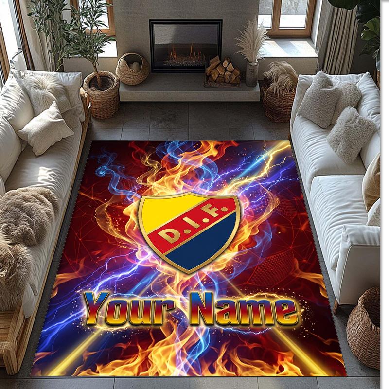 Djurgårdens IF Printed Crystal Velvet Rug Non‑Slip Crystal Velvet Carpet For Sofa Bedroom Indoor Home Decoration