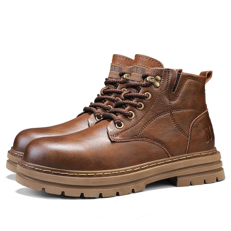 Outdoor Casual Leather Platform Couple Wear-Resistant Martin Boots
