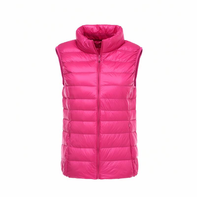 Women's Lightweight Winter Down Vest - Sleeveless, Short Stand Collar Outerwear