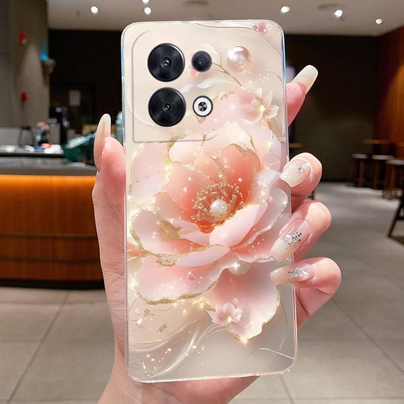 Hülle für OPPO Reno 8 5G Mode Schmetterlingsblumen Klar Weiches TPU Silikon Rückseite für OPPO Reno 8 Pro / Reno8 5G Handyhülle