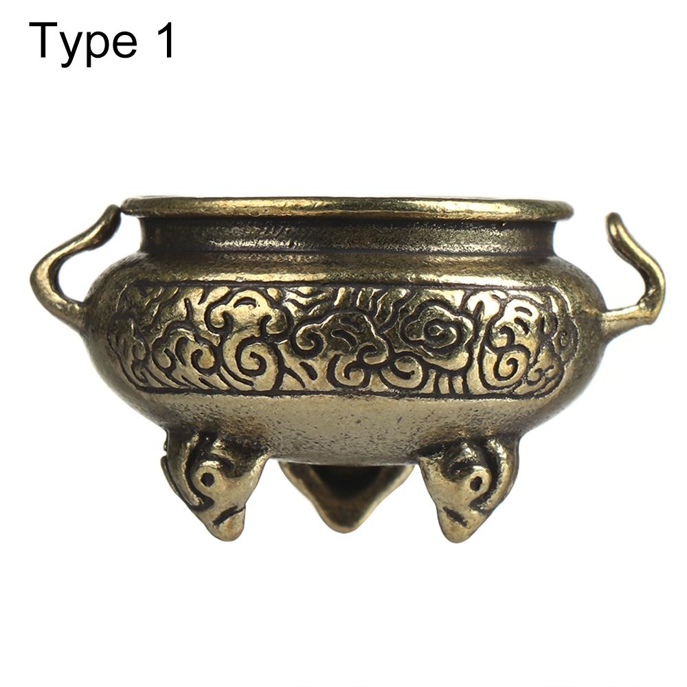 Gift Home Decoration Cense Stick Holder Hollow Lotus Mini Qilin Head Retro Brass Censer Incense Burner