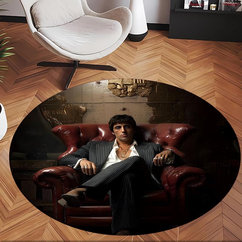 Scarface (14) Round Office Rug Decorative Floor Rug for Office Bedroom Living Room and Home Space