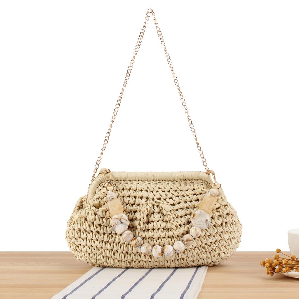 Neue Pastell-Webtasche für Damen, Bonbonfarbene Geometrische Geflochtene Tragetasche, Vielseitige Umhängetasche für den täglichen Freizeitgebrauch & Strandurlaub, Nischendesign