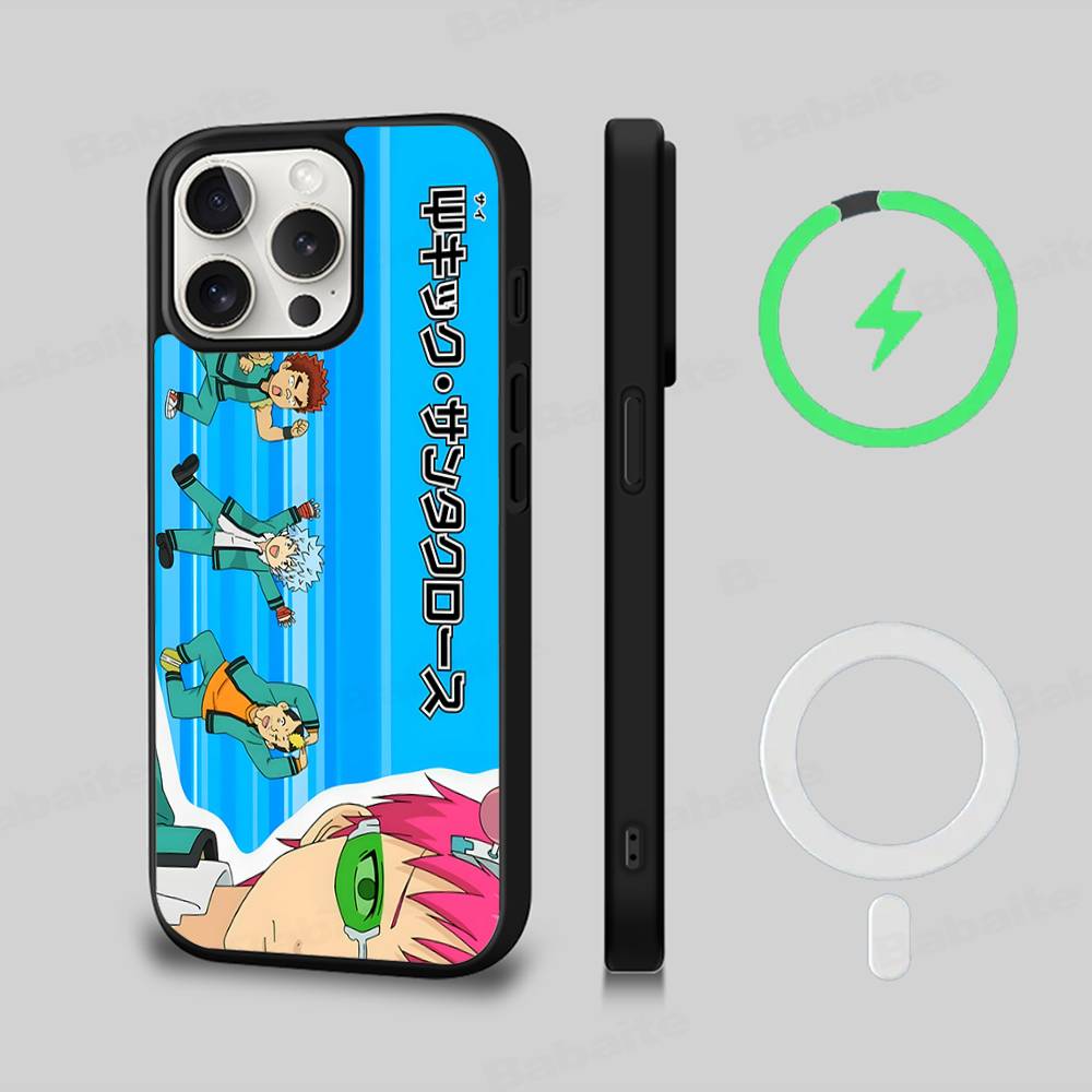 Cute Kitty Boy Saiki Kusuo Magnetic Case For IPhone 17 16 14 13 12 11 15 Pro Max Plus Wireless Charge Phone Cover