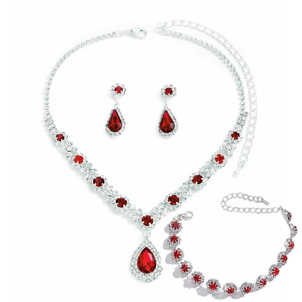 Water Drop Bridal Jewelry Set With Rhinestone Earrings And Necklace For Elegant Wedding Accessories