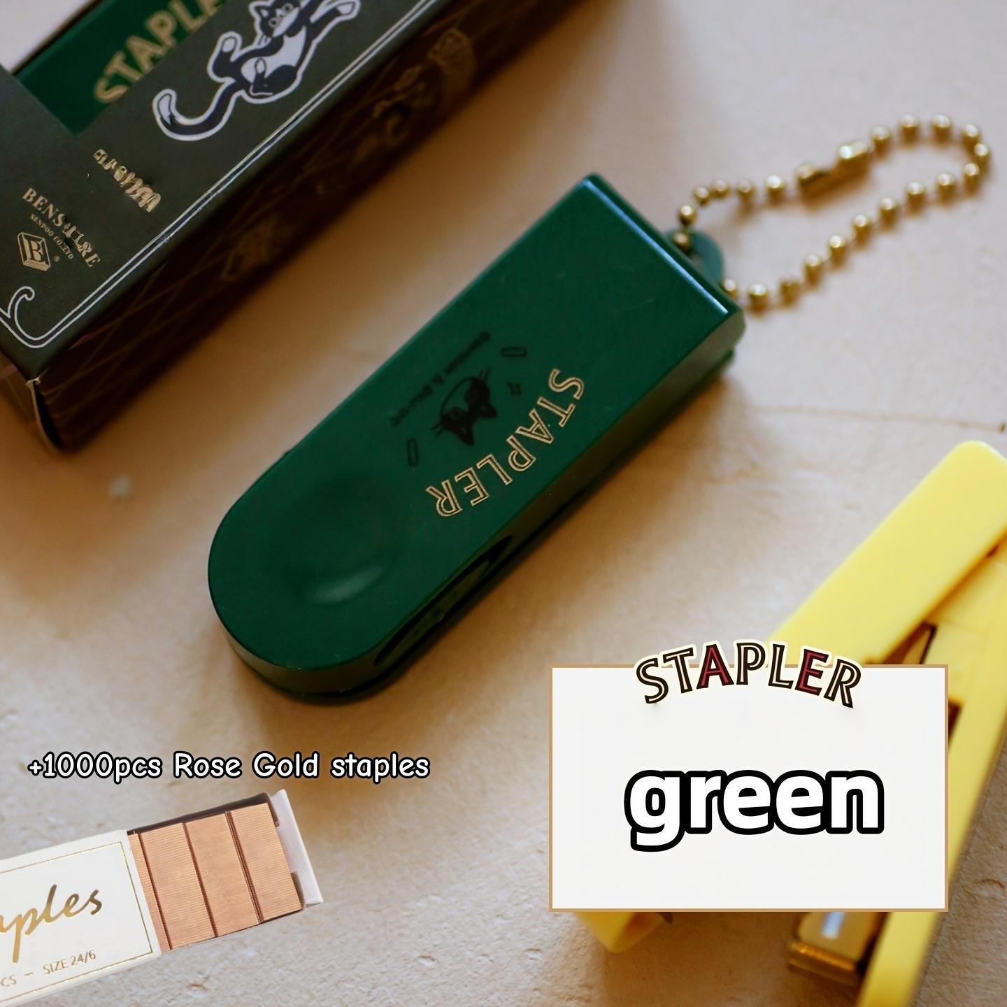 1pcs Portable Stapler + 1000pcs Rose Gold Staples KW-trio X Benstore 10-sheet Capacity Easy to Bind Office Stationery