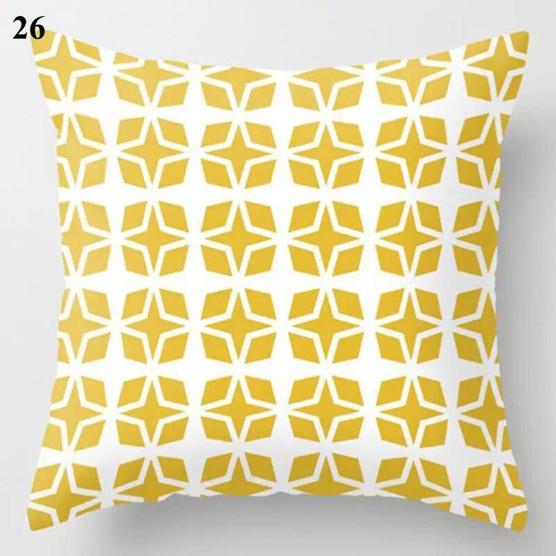 Decorative Cushion Cover Yellow Gray Floral Animal Geometric Pillow Covers Throw Pillows Polyester Single Side Print Pillowcases