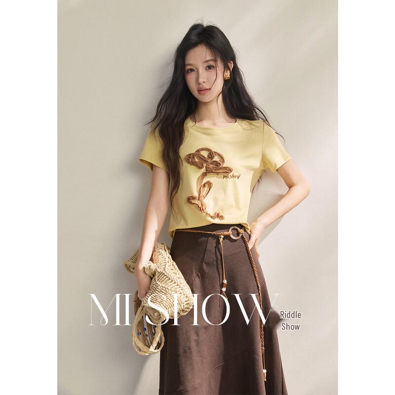 Women s 100% Cotton Embroidered Letter T-shirt S