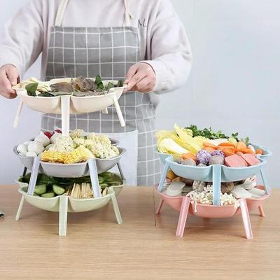 Convenience Household Tools Can Be Superimposed Flower Plate Side Dish Tableware Fruit Small Plate Dessert Plate Accessories