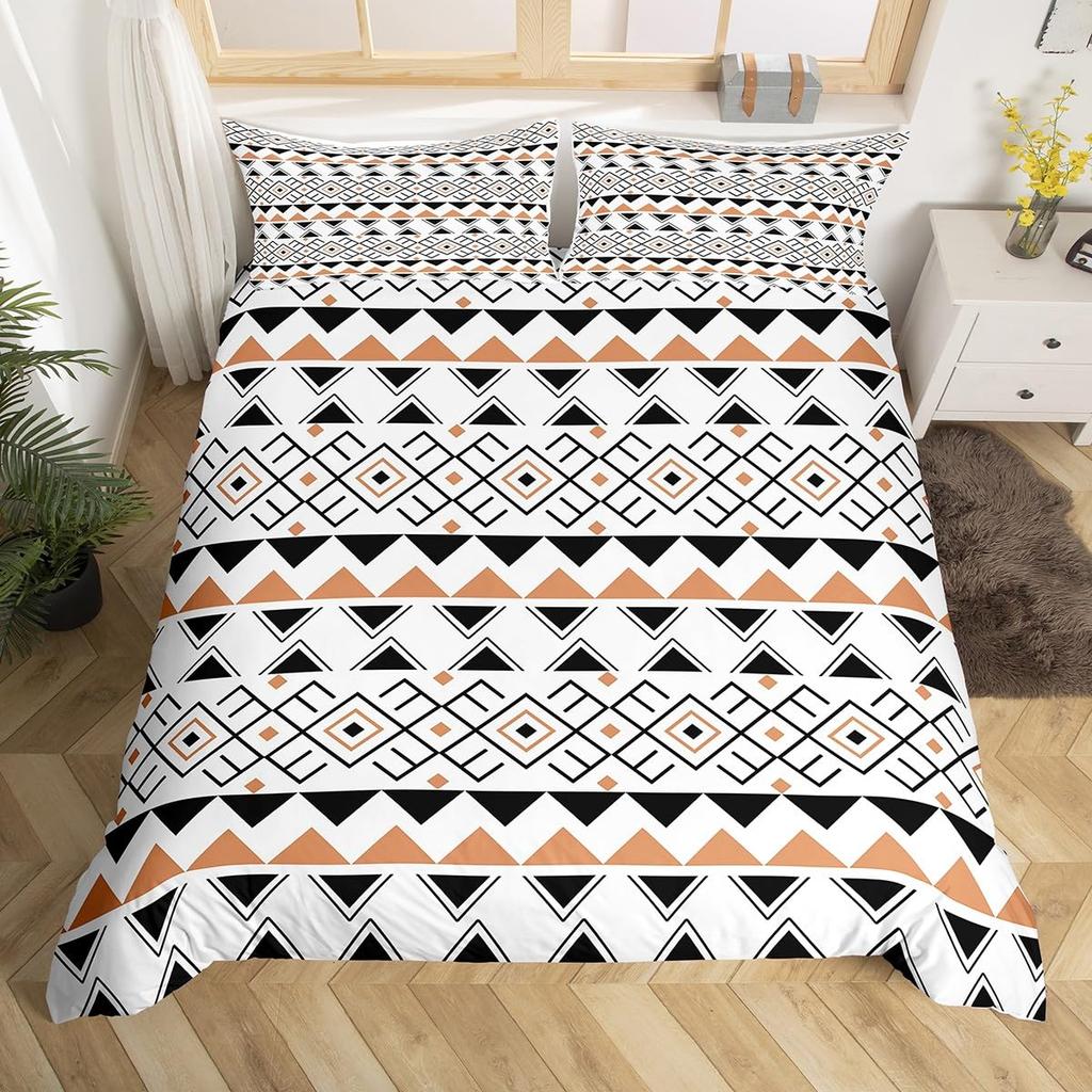 Southwestern Native Duvet Cover Full Bohemian Western Bedding Set Rustic Aztec Comforter Cover Tribal Ethnic Geometric Bed Set