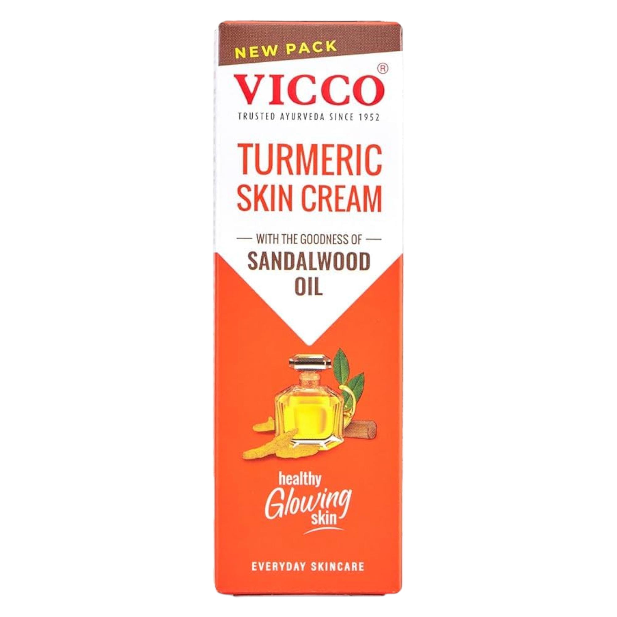 

Крем для кожи Vicco Turmeric с маслом сандалового дерева для здоровой сияющей кожи 15 г Упаковка из 1