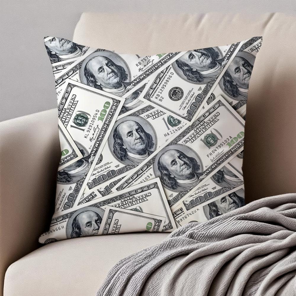 Nice Good DDollars Moneys Cushion Cover Pillowcase Antidustmite Invisible Zipper Short Plush Sofa Cushion