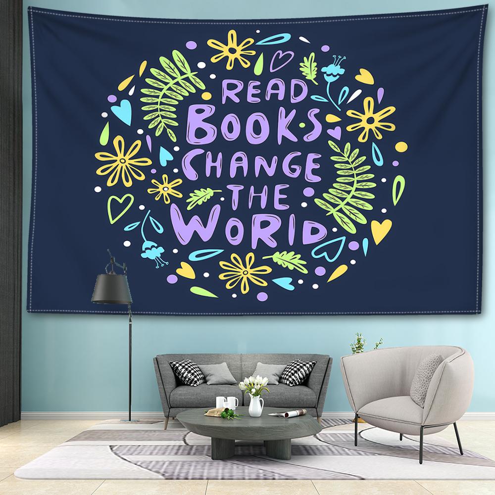 Citazioni Ispiratrici Libri Arazzo da Appendere alla Parete Semplice Cartone Animato Pianta Lettere Stile Bohemien Moderno Decorazione per Stanza Casa