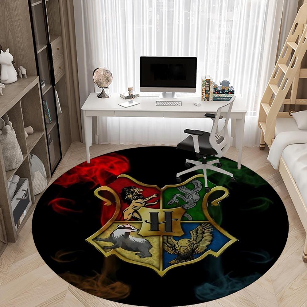 1pc Hogwarts Crest Carpet, Round Non-Slip Durable Large Size Office Carpet, Suitable for Office, Beautiful Decoration