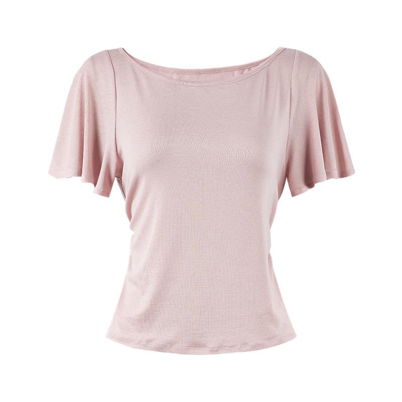 Qiushui Yiren Round Neck Flutter Sleeve Top M