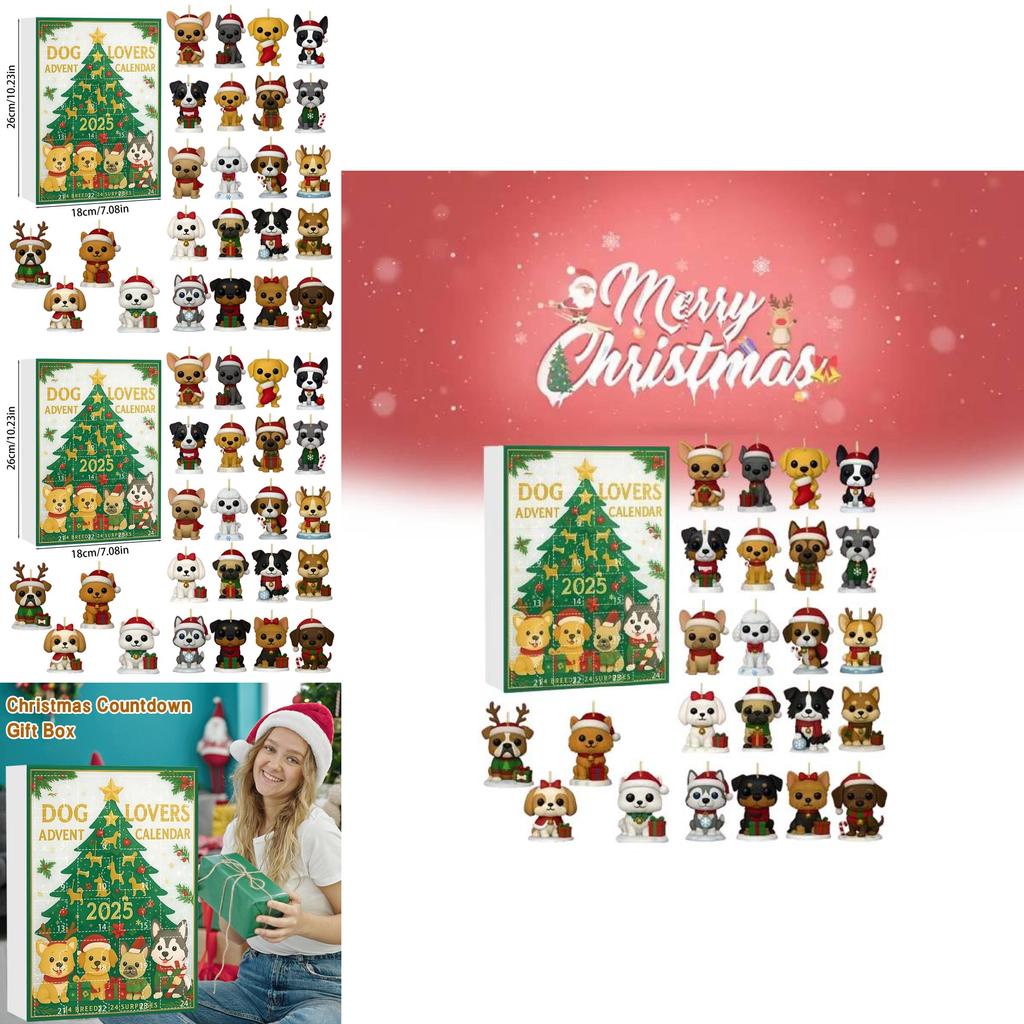Christmas Dog Lover Advent Calendar With Acrylic Tree Ornaments For Holiday Celebration