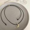 Simple Moon Leather Woven Rope Versatile Sweet Cool Temperament Light Luxury High-End Design Necklace