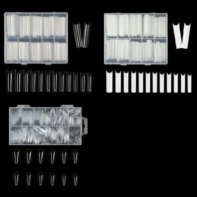 Extras Long C Curves False Nail Tips,Acrylic Fake Nail Tips French Nail Tip Half Cover Square/Full Cover Almond Nail Tip