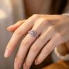 New Double-twisted Wire Heart-shaped Design Micro-inlaid Zircon Hollow Ring High-end, Light-luxury Pure Copper Women's Ring