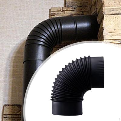 90° Stove Elbow Pipe Connector Black Chimney for Wood Burning Exchange Multipurpose Stainless