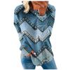 Ladies Casual Fashion Print Long Sleeve Round Neck Pullover T-Shirt Top