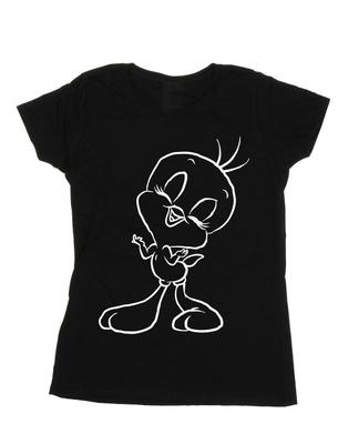 Womens/Ladies Tweety Pie Outline Cotton T-Shirt